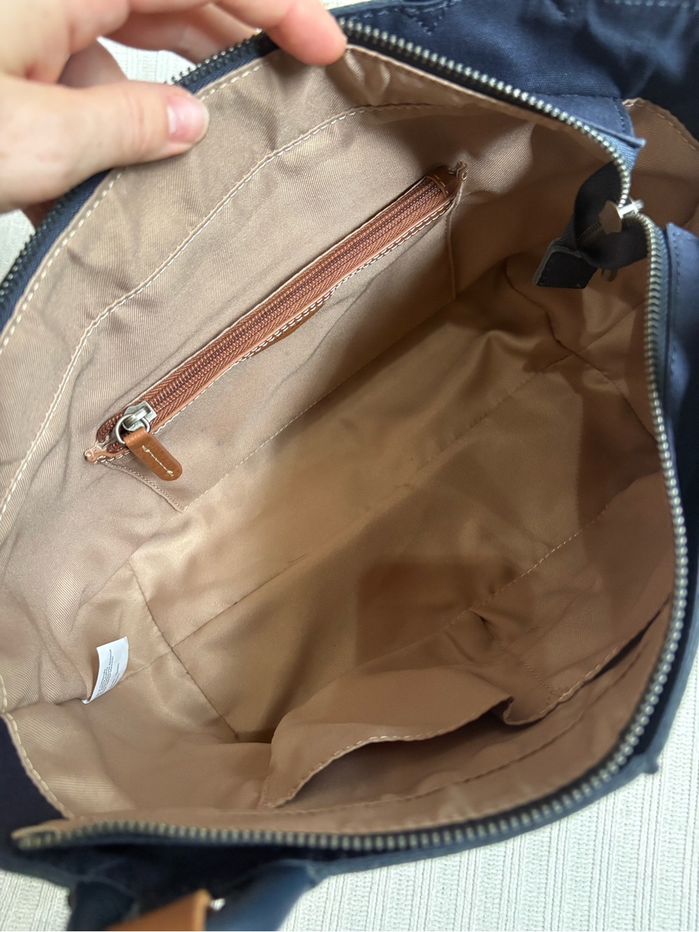 The Sak Indigo Satchel Tote Bag with Brown Handles - Picture 11 of 14